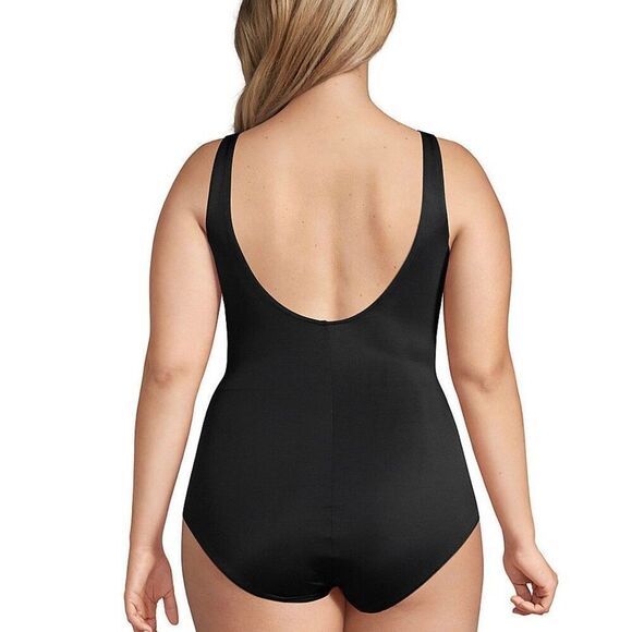 Lands End Womens Plus Size SlenderSuit Tummy Control V-neck Wrap One Piece Swims - Picture 11 of 11